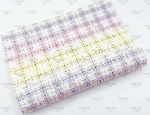 21x29cm (A4), Plaid Glitter Leather, Chunky Glitter Leather, Tartan Leather, Easter Leather, Faux Leather for Making Bows, Faux Leather, Pastel Plaid Leather, Synthetic Leather, Wholesale Leather, 1 PC (104)