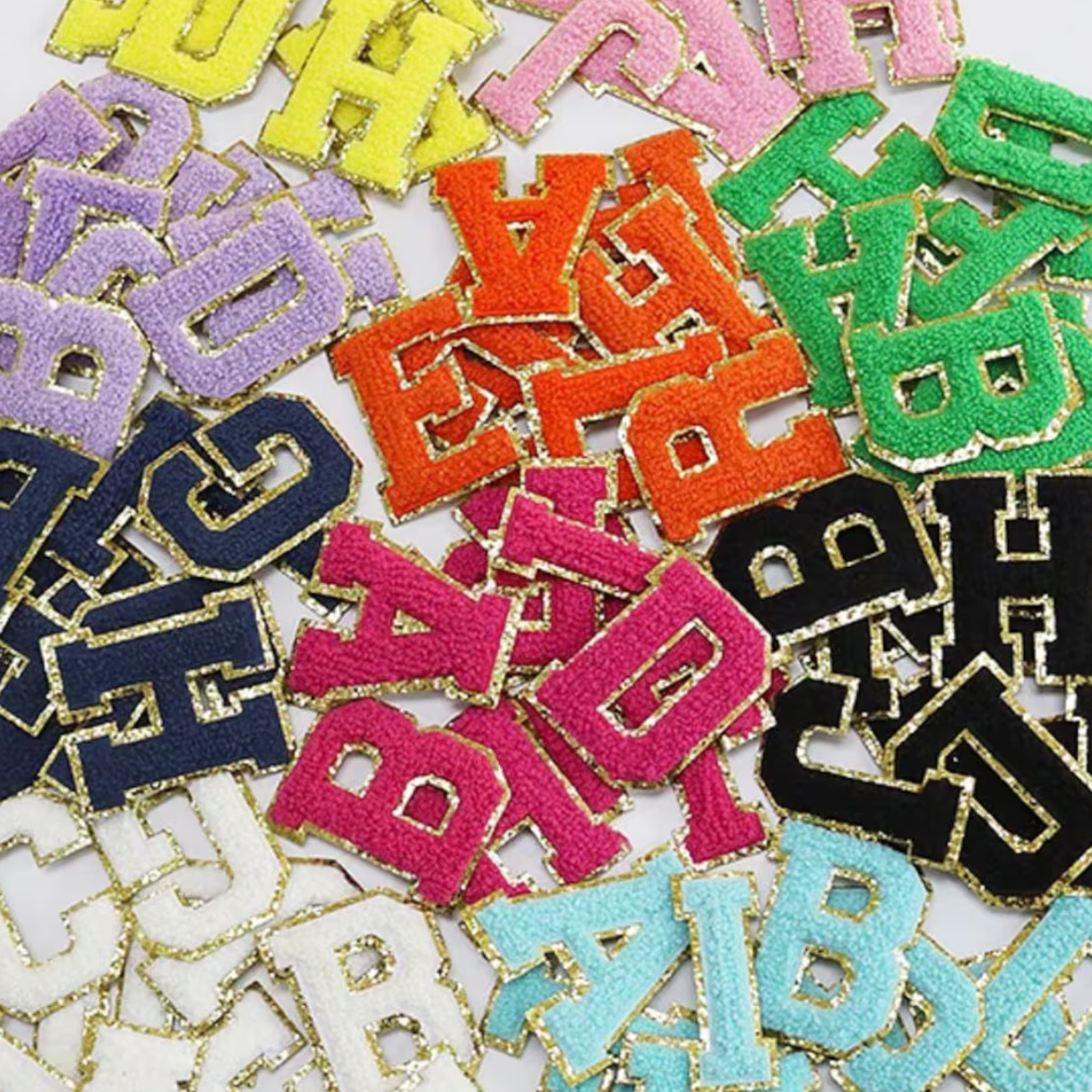 2, Elegant Pastel Pearl Letter Patches with Rhinestone Accents, Iron/Glue/Sew  on Letters, Alphabet Letter Patches, Colorful Beads, Letter appliques, 1  piece - Jennifer's Goodies Galore