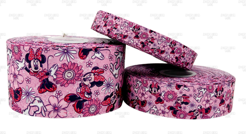 Minnie Rella Pink Ribbon Minnie Mouse Ribbon, Pink Floral Ribbon, Mouse Ribbon, Character Ribbon ...