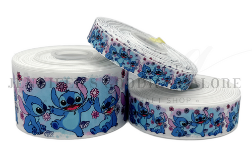 Stitch Ribbon, Lilo and Stitch Ribbon, Pink and Blue Floral Ribbon ...