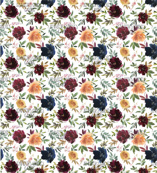 8x12", Flowers Leather Sheets, Custom Made Leather, Burgundy and Navy