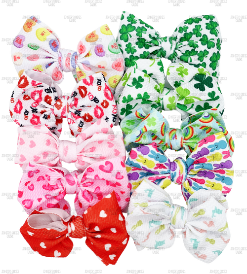 4.5", Waffle Knit Bows, No Clips, Hair Bow, Liverpool Bows, Shamrock
