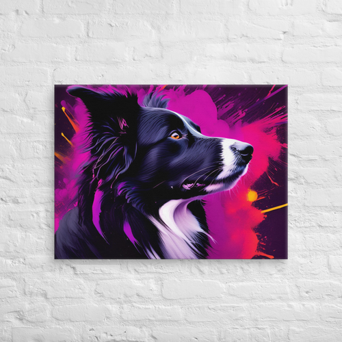 Neon Gaze – Border Collie Wall Art – Landscape Canvas Print