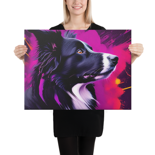 Neon Gaze – Border Collie Wall Art – Landscape Canvas Print