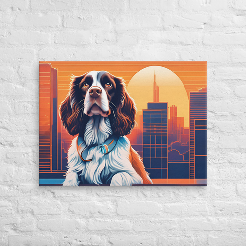 Sunset Stride – English Springer Spaniel – Landscape Canvas Wall Art