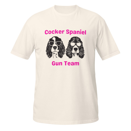 Cocker Spaniel Gun Team–Cocker Spaniel–WAG Co. Unisex T‑Shirt