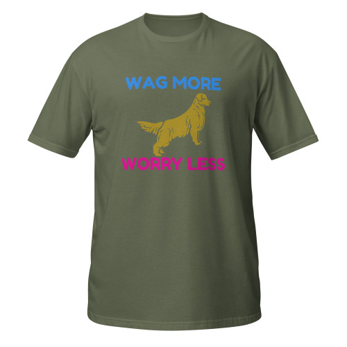 Wag More Worry Less–Golden Retriever–WAG Co. Unisex T‑Shirt