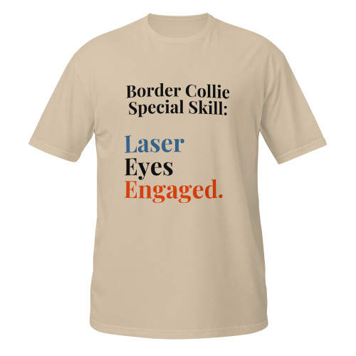 Laser Eyes Engaged–Border Collie–WAG Co. Unisex T‑Shirt