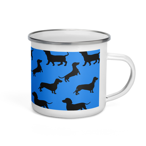 Low‑Trail Loyal – Dachshund Camper Enamel Mug 12oz