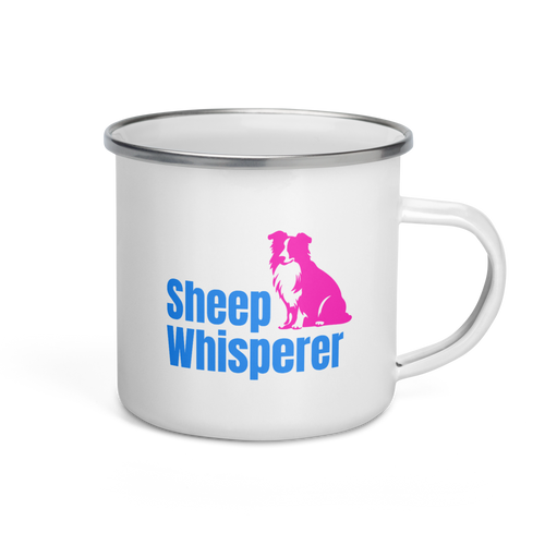 Sheep Whisperer – Border Collie Camper Enamel Mug 12oz