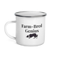 Farm‑Bred Genius – Border Collie Camper Enamel Mug 12oz