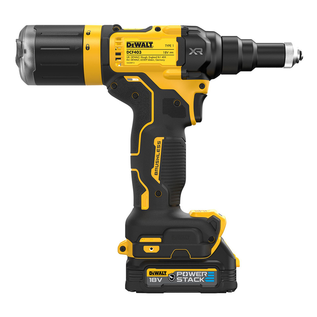 Dewalt DCF403E1TGB 18V XR 3/16'' (4.8mm) Brushless Riveter