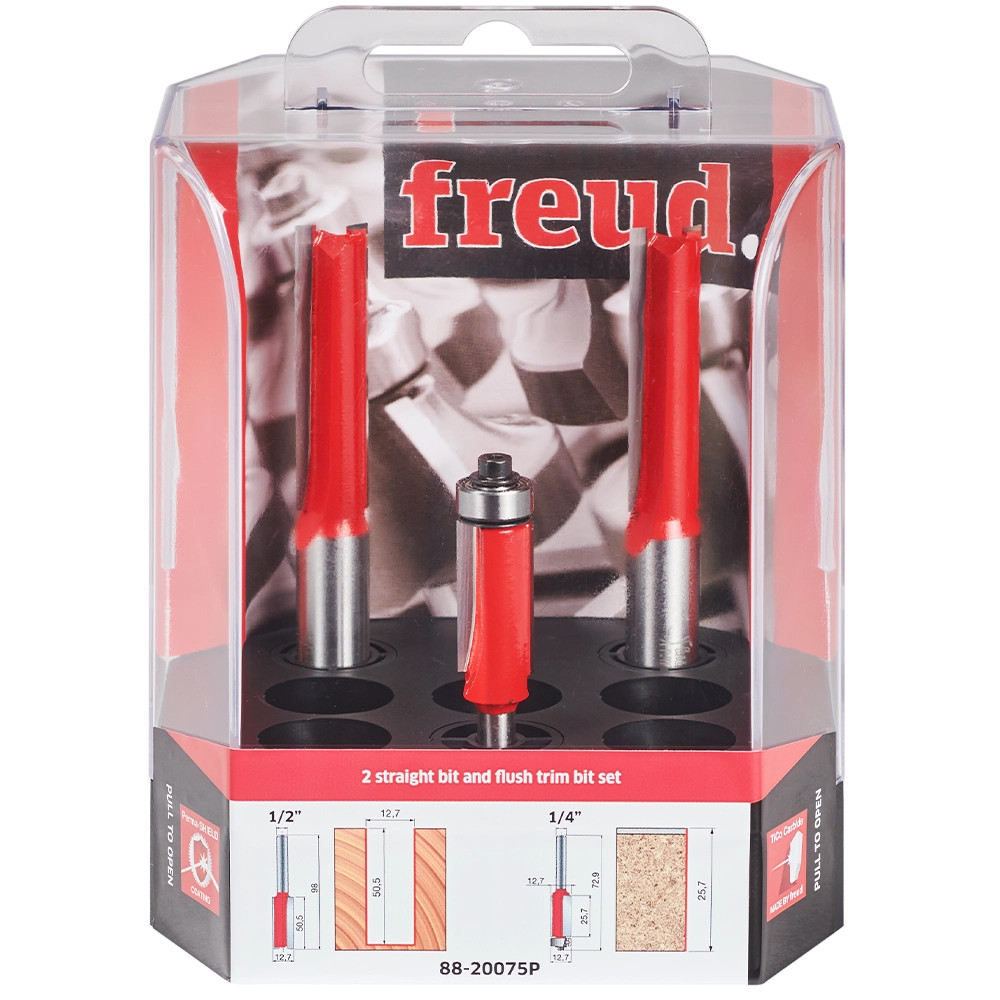Set 4 Frese TCT Per Piani In Laminato – TE170 – Con Gambo 1/4″ E 1/2″ – Affilabili, Cuscinetto Sigillato – Per Cucine E Falegnameria