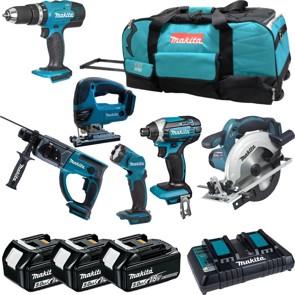 Blue mash CDセット Makita DLX6068PT 6 Piece 18V LXT Tool Kit, 3x 5.0Ah Batteries