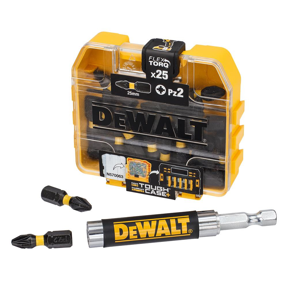 Dewalt DT70621TQZ PZ2 25mm Impact Torsion Screwdriver Bit Box with Holder Pack of 25 ITS.co.uk