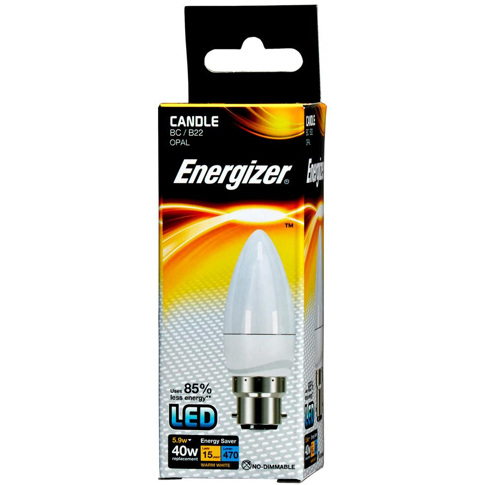 Energizer B22 Opal Candle 470Lm 2700K Light Bulb | ITS.co.uk|