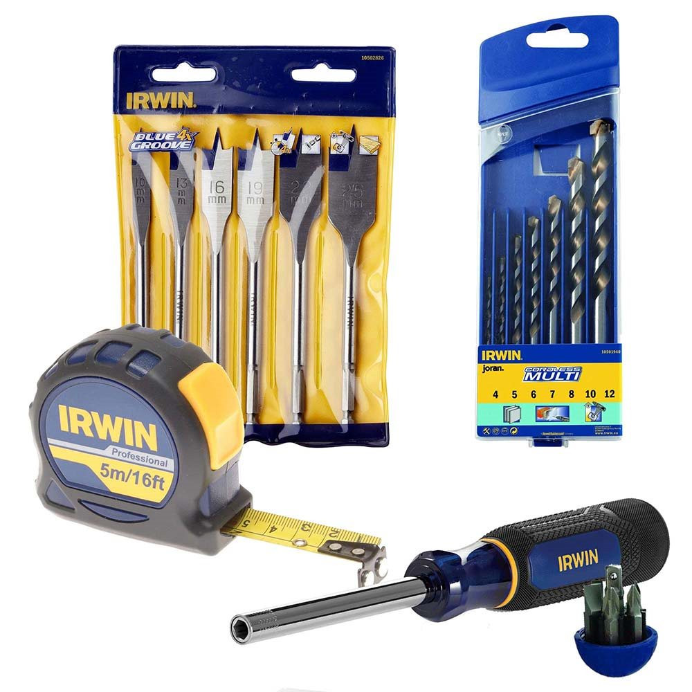 Irwin Hand Tool & Accessory Bundle - 5 in 1 Screwdriver, Drill Bits and ...