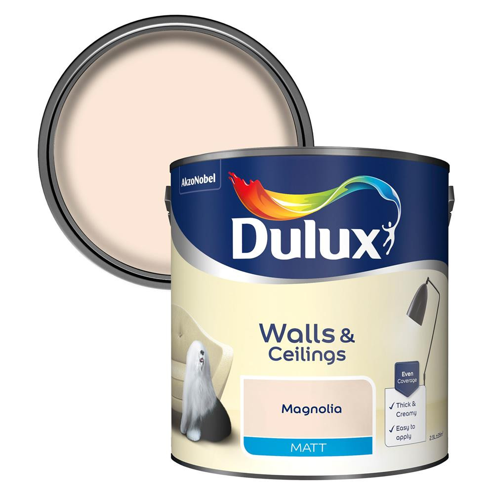 Dulux Walls & Ceilings Matt Paint Magnolia 2.5L | Dulux Walls & Ceiling ...
