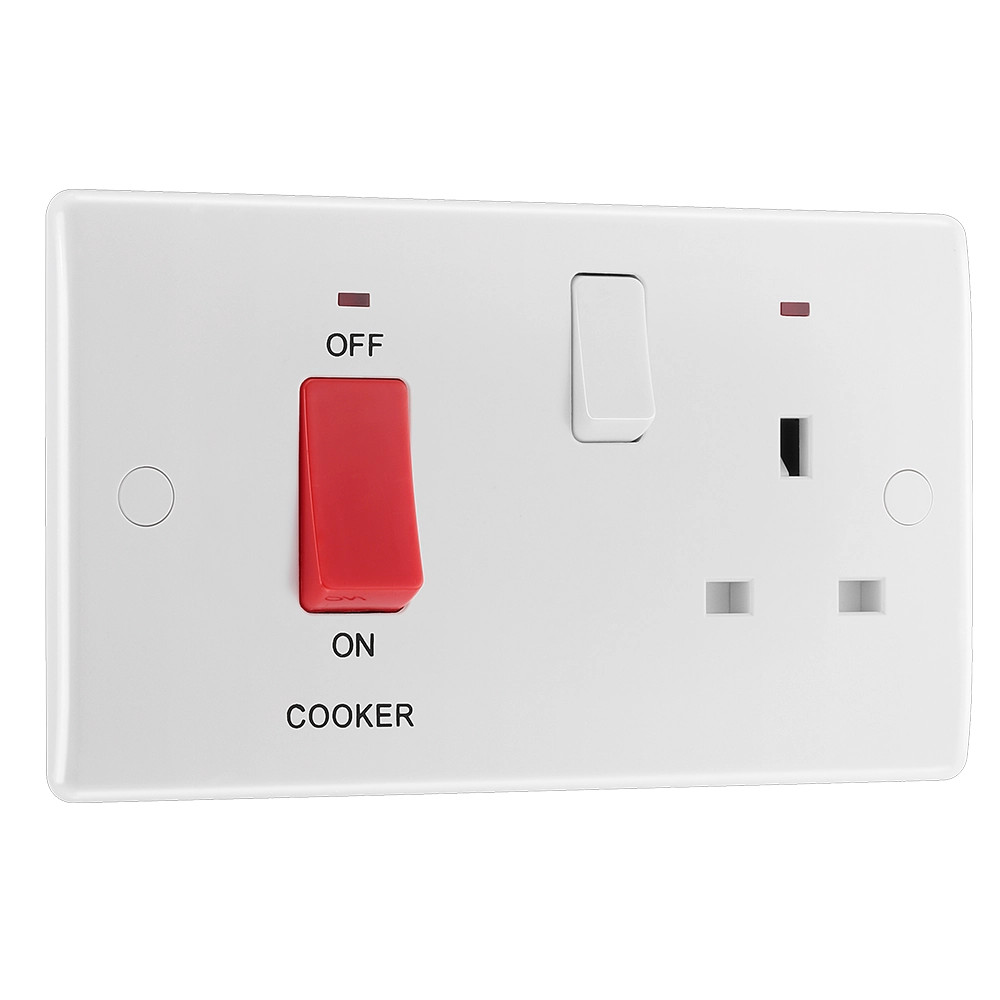 BG Electrical 800 Series 45A 2-Gang DP Cooker Switch & 13A DP Switched ...