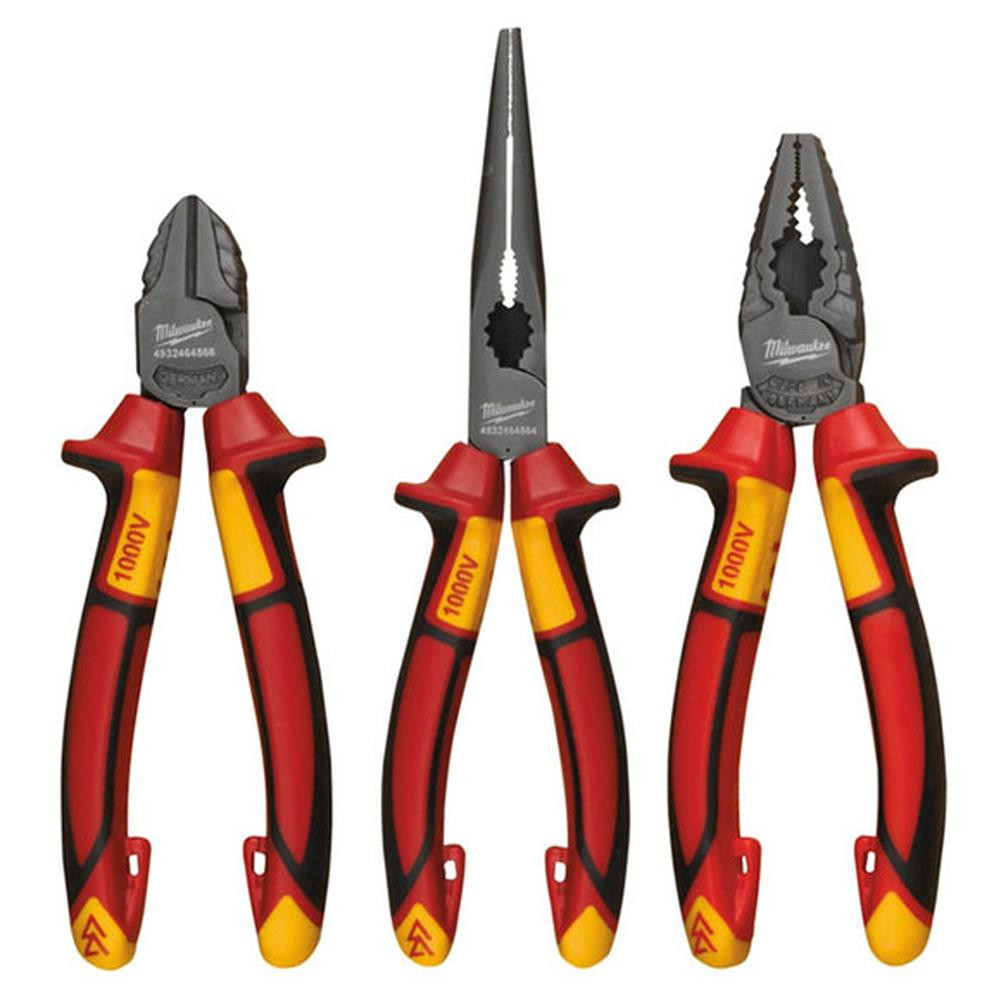 Milwaukee VDE 3 Piece Plier Set Next Day Delivery ITS.co.uk