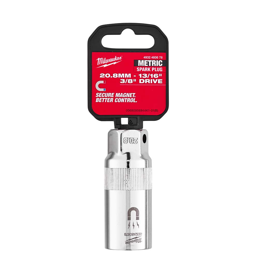 Bike It Magnetic 18mm Spark Plug Socket – 3/8″ Drive – Chrome Finish – SPKSOC18