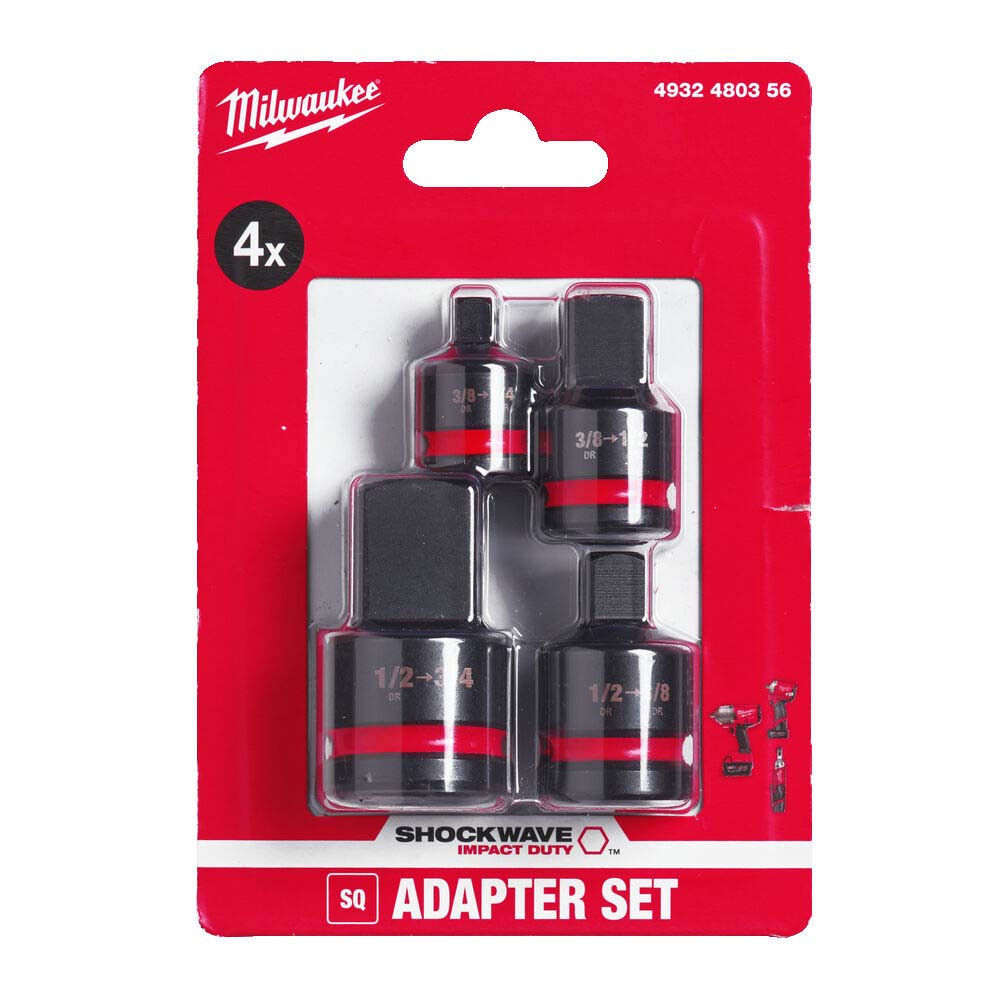 Milwaukee 4 Piece SHOCKWAVE Impact Socket Adaptor Set ITS.co.uk