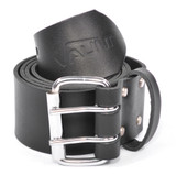 Vaunt Leather Belt Black Double Pin 2'' image