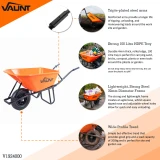 Vaunt Heavy Duty 100Ltr Plastic Tray Reinforced Wheelbarrow - Orange image 3