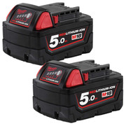 Milwaukee M18 B5 5.0Ah 18V Li-Ion Battery - Pack of 2