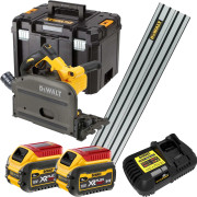 Dewalt DCS520T2 54V XR FLEXVOLT Brushless Plunge Saw with 2x 2.0Ah 54V (6.0Ah 18V) XR FLEXVOLT Batteries, Charger, Guide Rail & Case