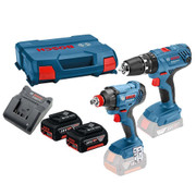 Bosch GSB 18V-21 & GDX 18V-180 2 Piece Kit with 2x 4.0Ah Batteries, Charger & Case