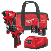 Milwaukee M12 BLPP2D-202B 2 Piece 12V Brushless Power Tool Kit, 2x 2.0Ah Batteries, Charger & Bag Milwaukee M12 BLPP2D-202B 2 Piece 12V Brushless Power Tool Kit, 2x 2.0Ah Batteries, Charger & Bag