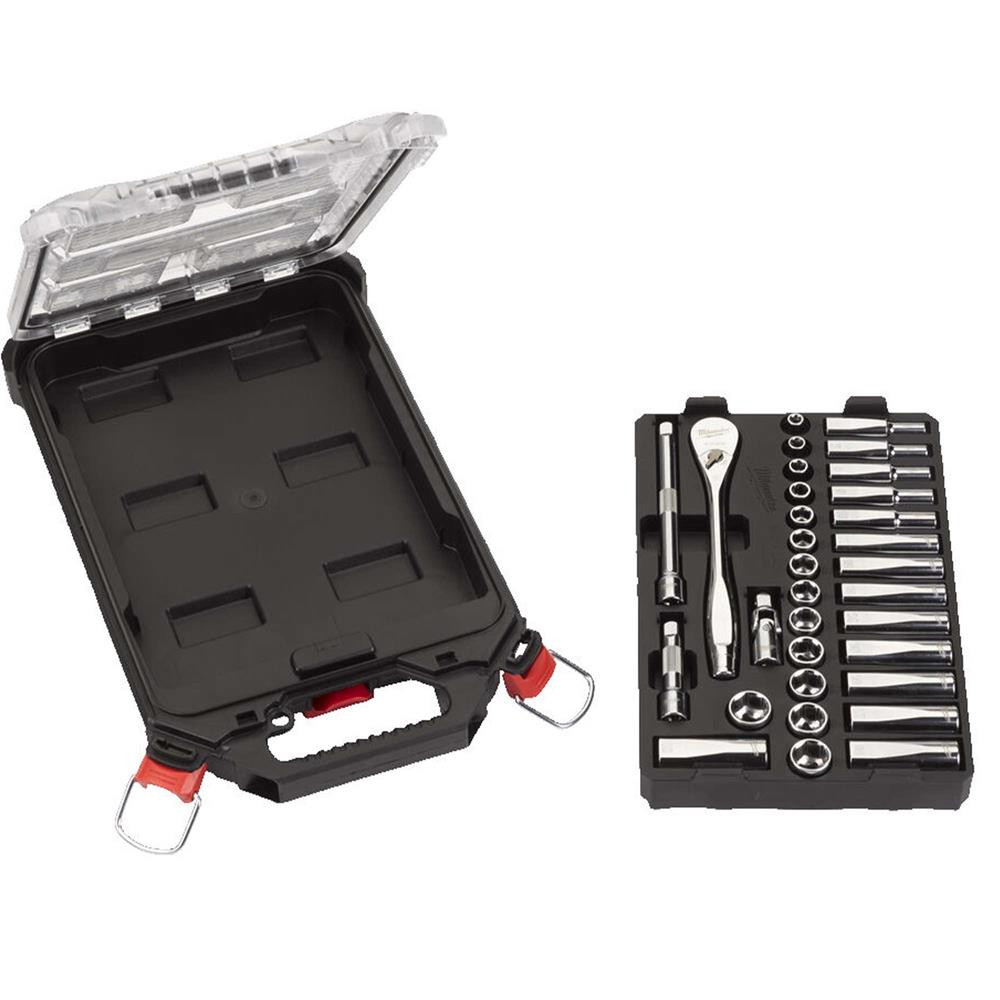 Milwaukee 3/8 Metric Ratchet & Socket Packout 32 Piece Set ITS.co.uk