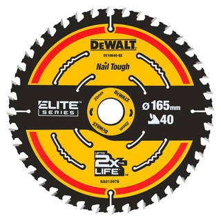 Dewalt DT10640-QZ 165mm x 20mm 40T ELITE Framing Saw Blade