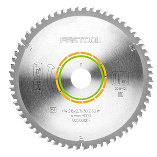 Festool 500125 216mm x 30mm 60T Fine Wood Saw Blade