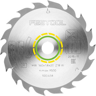 Festool 500458 160mm x 20mm 18T Wood Standard Saw Blade