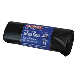 Faithfull Heavy-Duty Black Refuse Sacks (10)