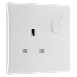 BG Electrical 800 Series 13A 1-Gang DP Switched Plug Socket White BG Electrical 800 Series 13A 1-Gang DP Switched Plug Socket White