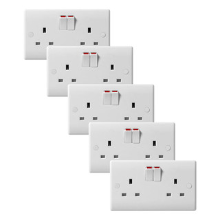 BG 2 Gang Double Pole Switched Socket - Pack of 5 BG 2 Gang Double Pole Switched Socket - Pack of 5