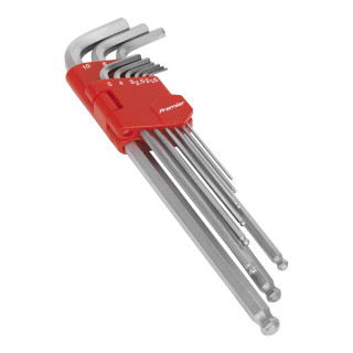 Sealey 9 Piece Extra Long Ball-End Hex Key Set Sealey 9 Piece Extra Long Ball-End Hex Key Set