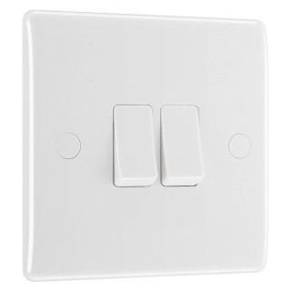 BG Electrical 800 Series 16AX 2-Gang 2-Way Light Switch White BG Electrical 800 Series 16AX 2-Gang 2-Way Light Switch White