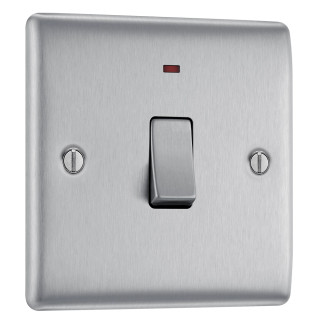 BG Electrical Nexus Metal 20A 1-Gang DP Control Switch with LED Brushed Steel BG Electrical Nexus Metal 20A 1-Gang DP Control Switch with LED Brushed Steel