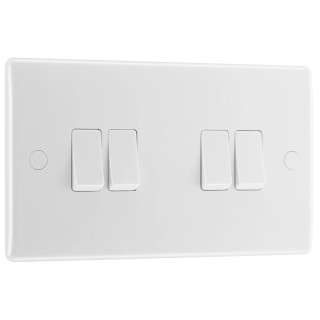 BG Electrical 800 Series 16AX 4-Gang 2-Way Light Switch White BG Electrical 800 Series 16AX 4-Gang 2-Way Light Switch White