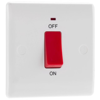 BG Electrical 800 Series 45A 1-Gang DP Cooker Switch with LED White BG Electrical 800 Series 45A 1-Gang DP Cooker Switch with LED White