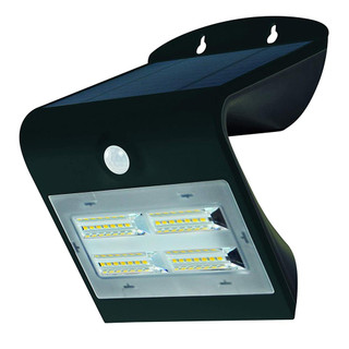 Luceco  Outdoor LED Solar-Powered Wall Light With PIR Sensor Black 400lm