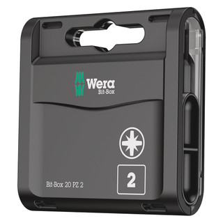 Wera 'Bit-Box 20' Extra Tough 25mm PZ2 Screwdriver Bits - Pack of 20 Wera 'Bit-Box 20' Extra Tough 25mm PZ2 Screwdriver Bits - Pack of 20