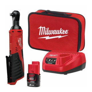 Milwaukee M12 IR-201B 3/8" Sq. 12V Impact Ratchet, 1x 2.0Ah Battery, Charger & Tool Bag Milwaukee M12 IR-201B 3/8" Sq. 12V Impact Ratchet, 1x 2.0Ah Battery, Charger & Tool Bag
