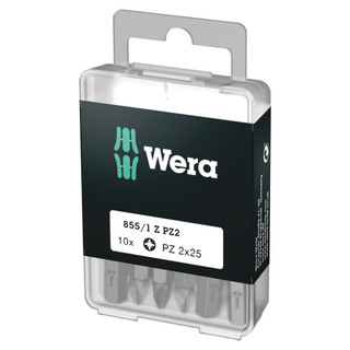 Wera '855/1 Z DIY' Extra Hard 25mm PZ2 Screwdriver Bits - Pack of 10 Wera '855/1 Z DIY' Extra Hard 25mm PZ2 Screwdriver Bits - Pack of 10