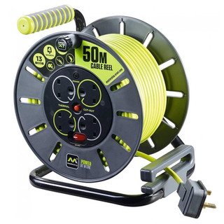Masterplug 240v 50m 4 Socket 13A Metal Cable Reel