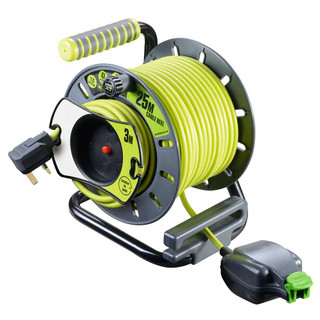 Masterplug 240v 25m +3m Outdoor Reverse Open Cable Reel